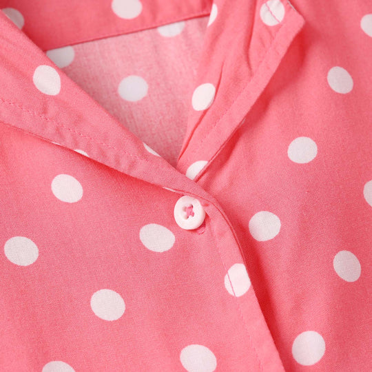 Girls Viscose Nightwear (Polka Dot) - Pink