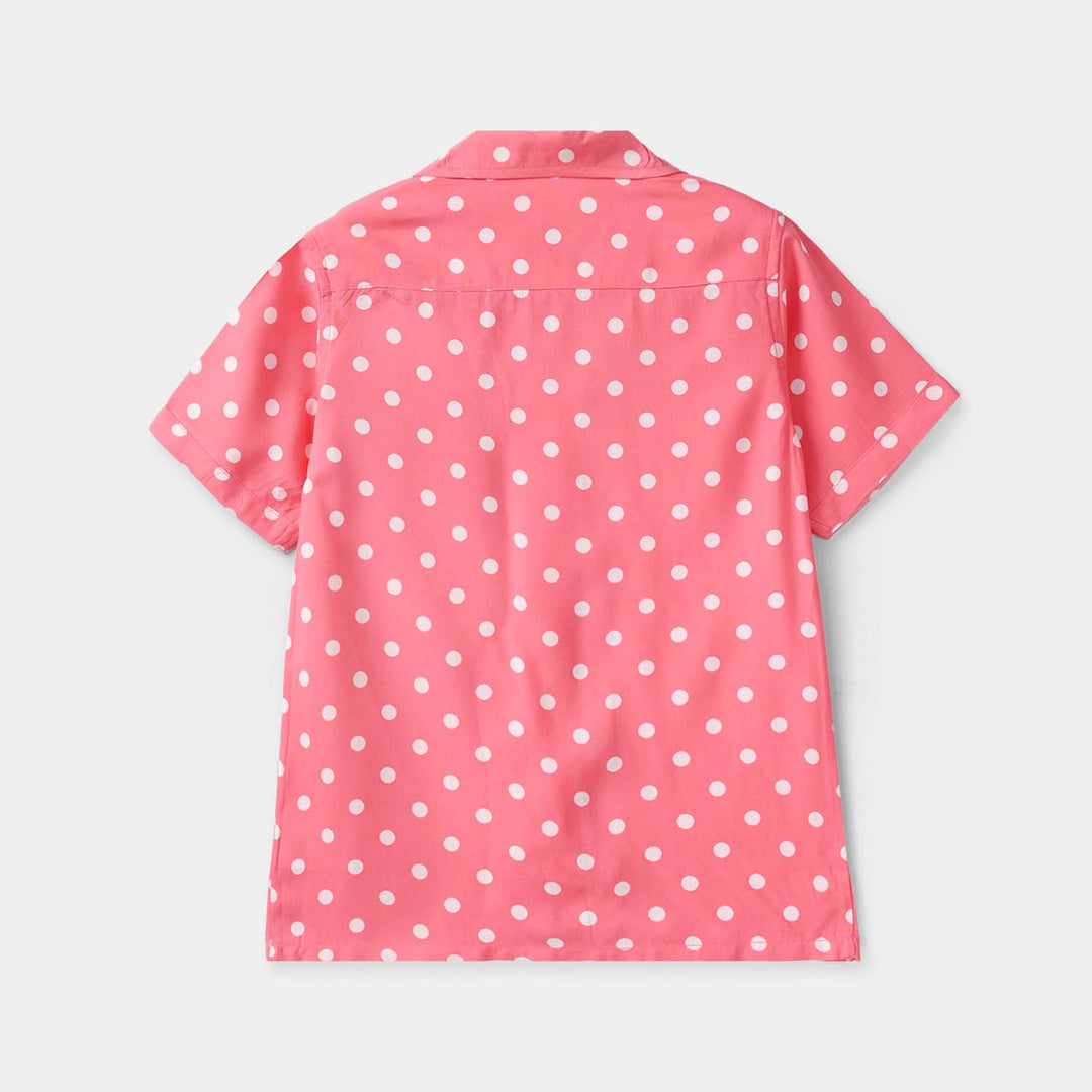 Girls Viscose Nightwear (Polka Dot) - Pink