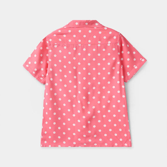 Girls Viscose Nightwear (Polka Dot) - Pink