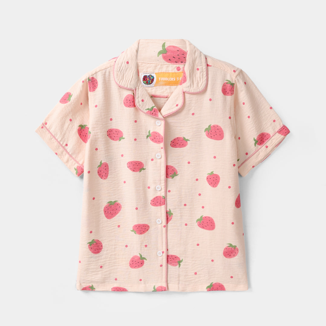 Girls Viscose Nightwear (Strawberry) - Light Pink