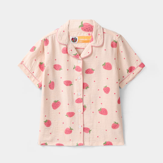 Girls Viscose Nightwear (Strawberry) - Light Pink
