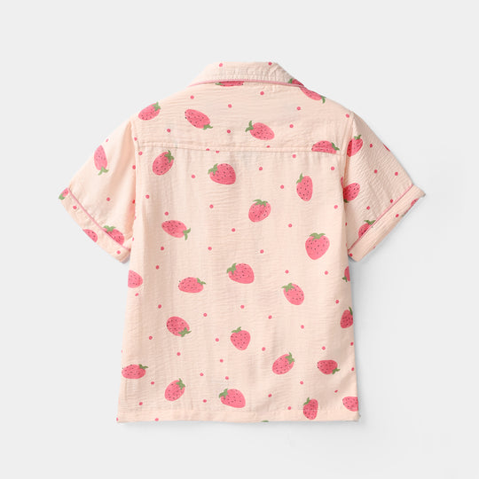 Girls Viscose Nightwear (Strawberry) - Light Pink