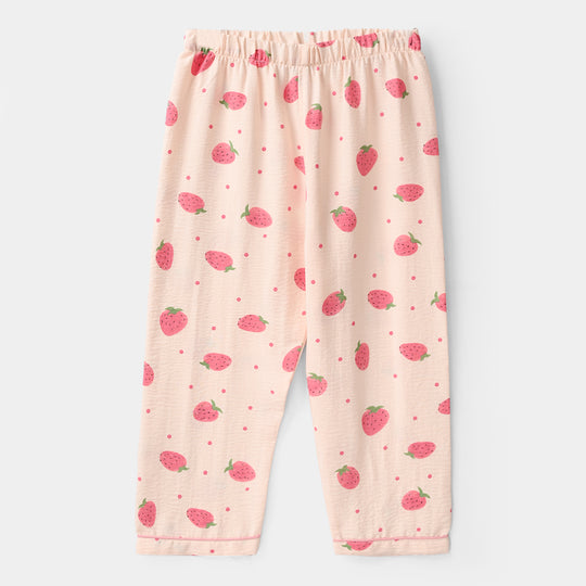 Girls Viscose Nightwear (Strawberry) - Light Pink