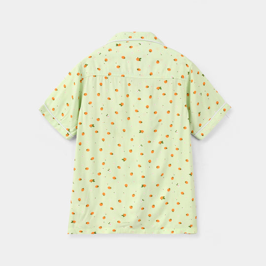 Girls Viscose Nightwear (Strawberries) - Light Green