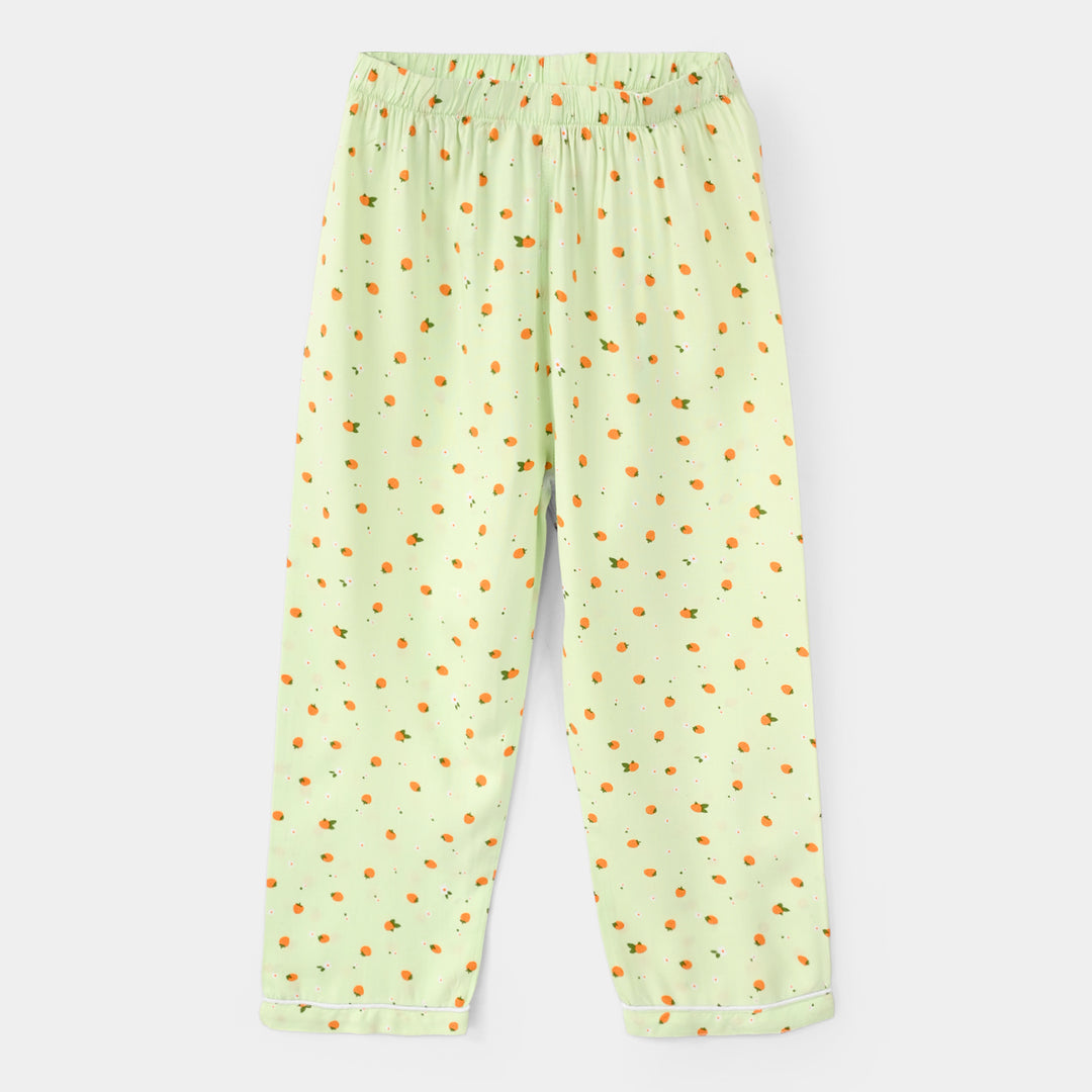 Girls Viscose Nightwear (Strawberries) - Light Green