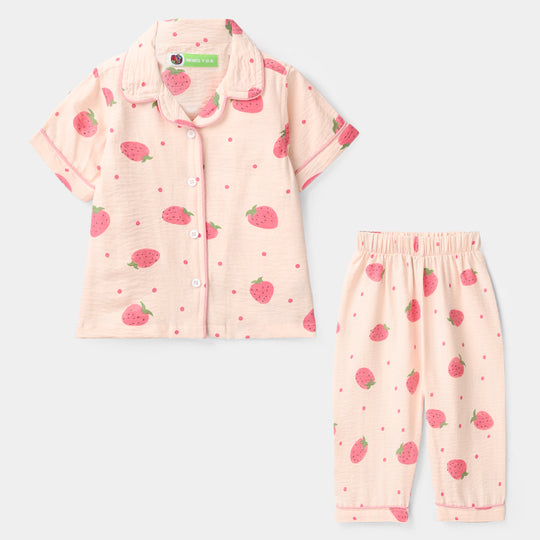 Infant Girls Viscose Nightwear (Strawberry) - Light Pink