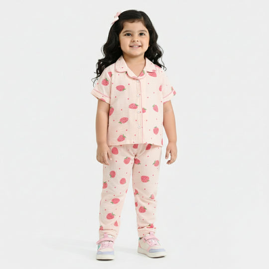 Infant Girls Viscose Nightwear (Strawberry) - Light Pink