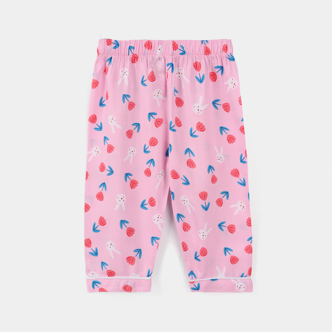 Infant Girls Viscose Nightwear (Rabbit & Flower) - Pink