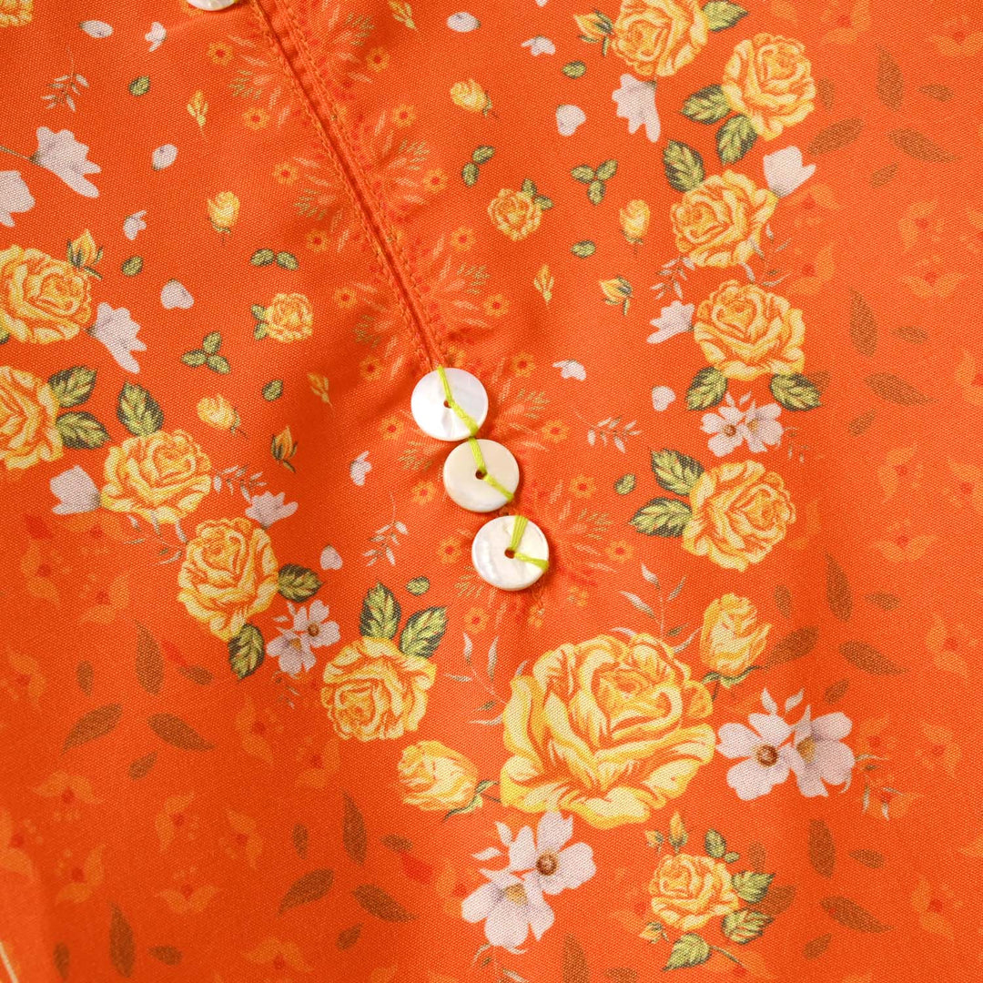 Girls Poly Cambric Printed Kurti - Orange