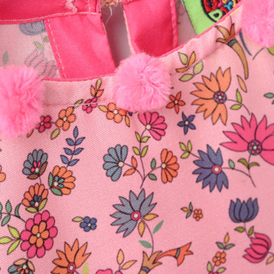 Infant Girls Poly Cambric Printed Kurti - Pink