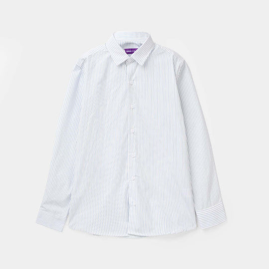 Boys Yarn Dyed Formal Shirt (Blue Stripe)