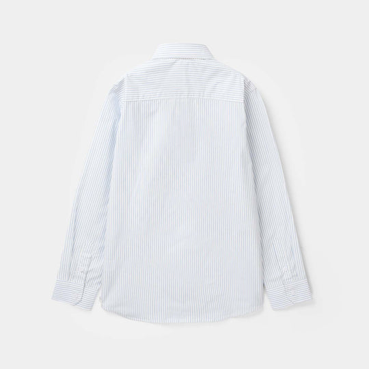 Boys Yarn Dyed Formal Shirt (Blue Stripe)
