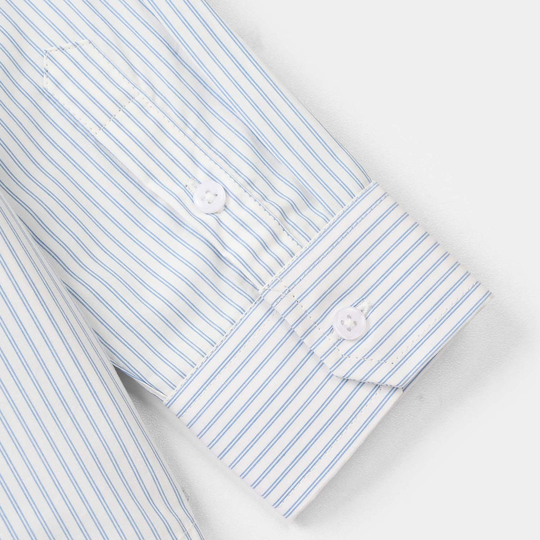Boys Yarn Dyed Formal Shirt (Blue Stripe)