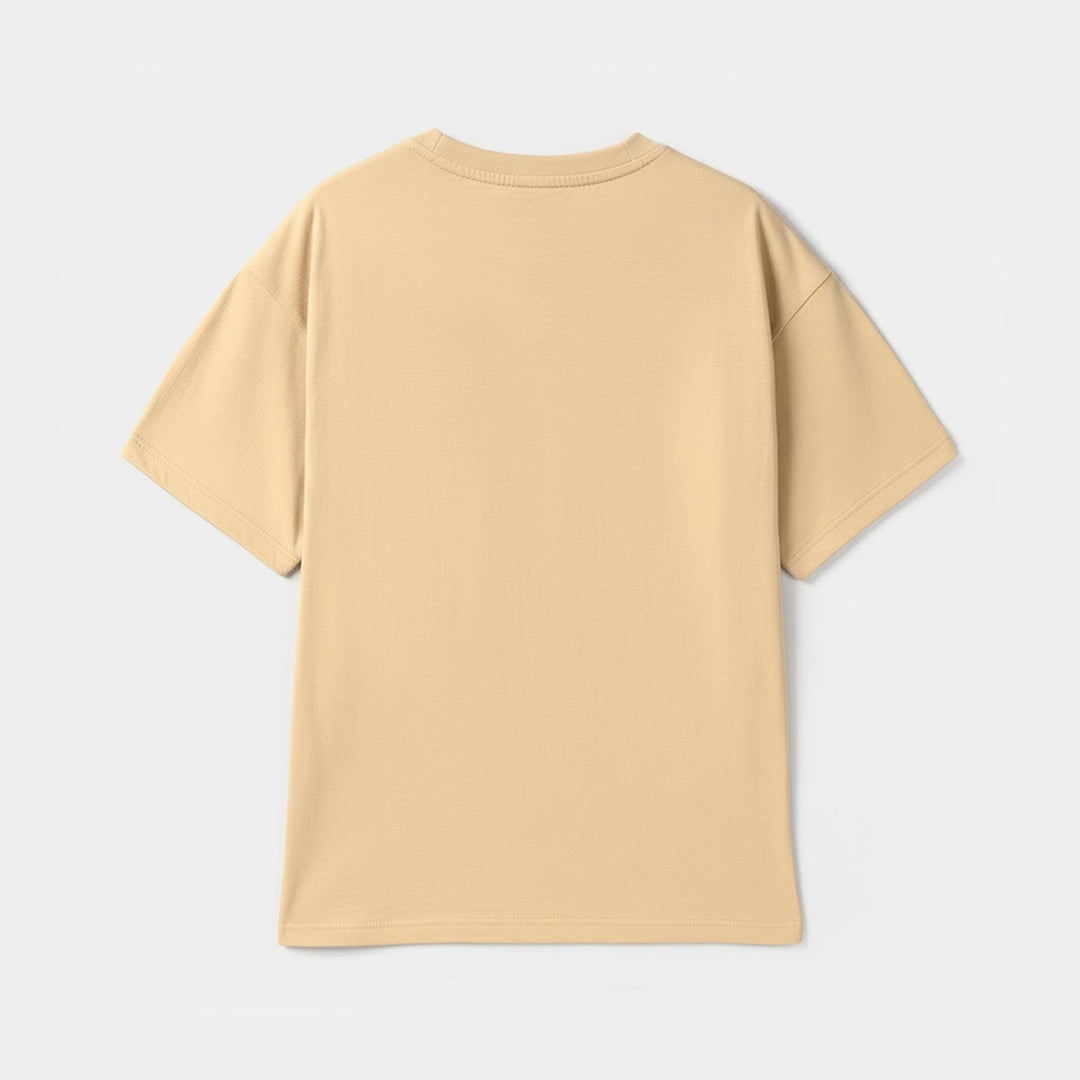 Boys Cotton Jersey T-Shirt (FOOTBALL) - Warm Sand