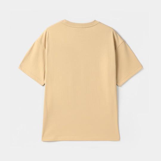 Boys Cotton Jersey T-Shirt (FOOTBALL) - Warm Sand