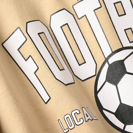 Boys Cotton Jersey T-Shirt (FOOTBALL) - Warm Sand
