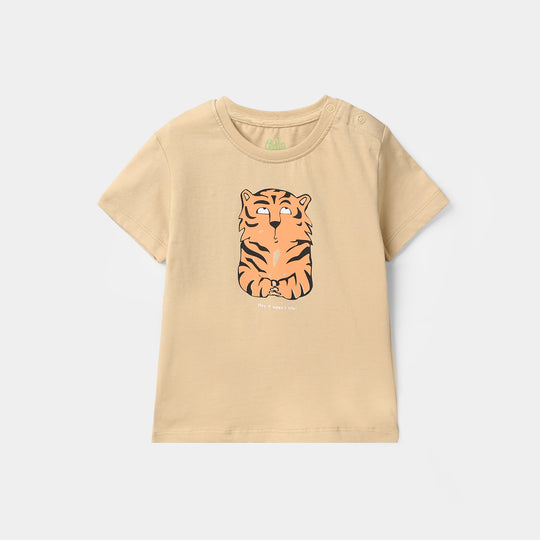 Infant Boys Cotton Jersey T-Shirt Tiger - Warm Sand