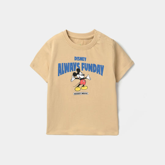 Infant Boys Cotton Jersey T-Shirt - Warm Sand