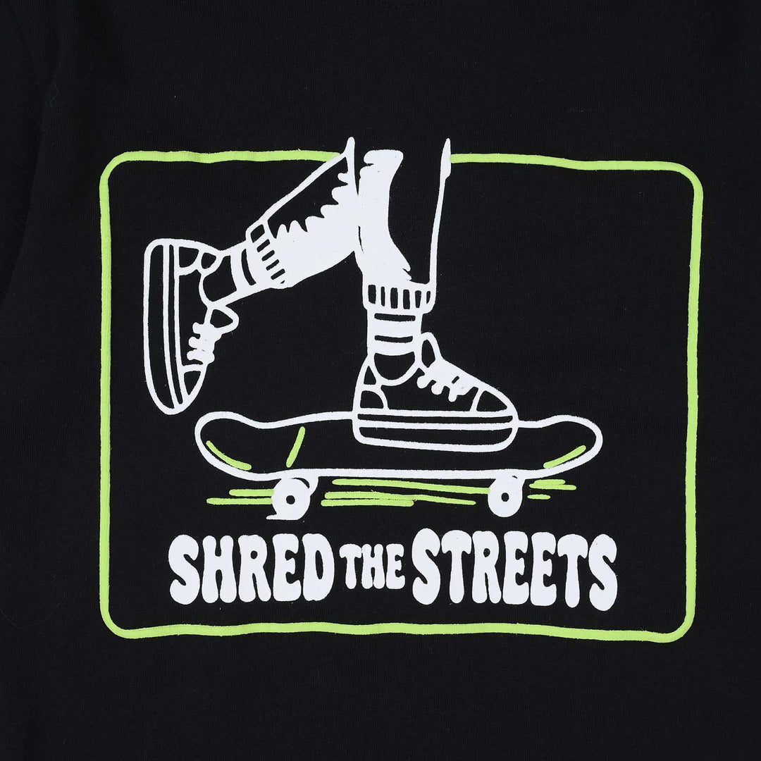 Boys Cotton Jersey T-Shirt (SHRED THE STREETS) - Jet Black