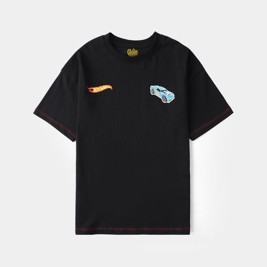 Boys Cotton Jersey T-Shirt H/S Hot Wheels-Jet Black