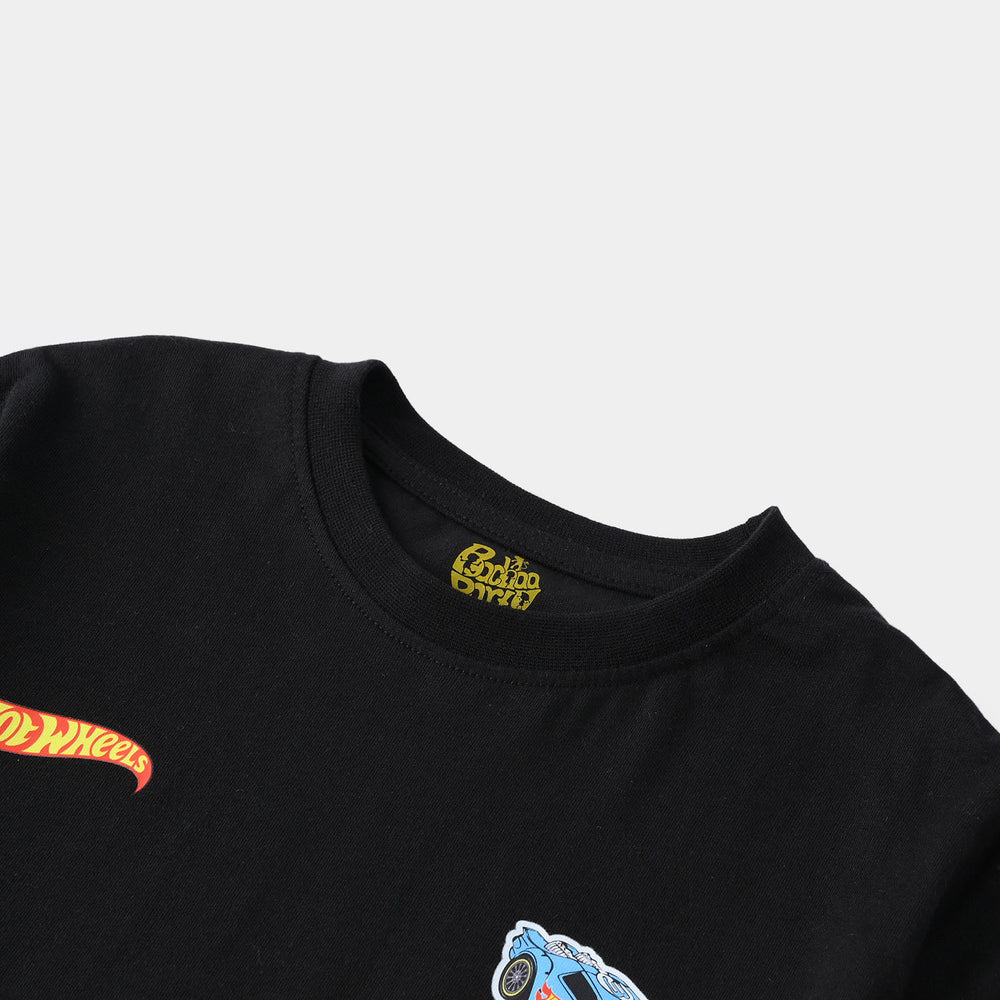 Boys Cotton Jersey T-Shirt H/S Hot Wheels-Jet Black