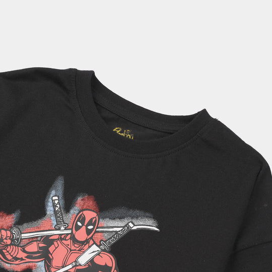 Boys Cotton Jersey T-Shirt H/S Dead Pool-Jet Black