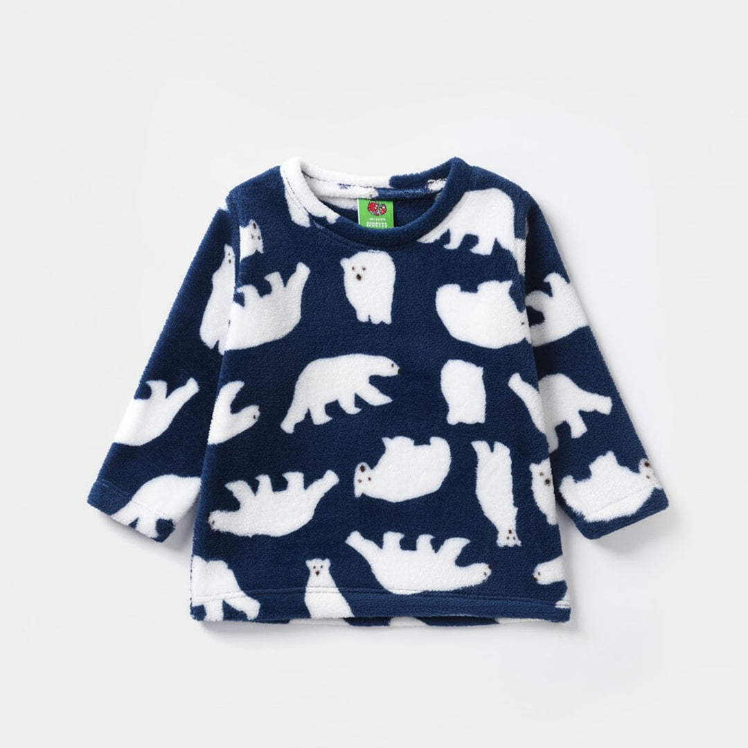 Infant Boys Sherpa 2 Piece Suit Bear-NAVY