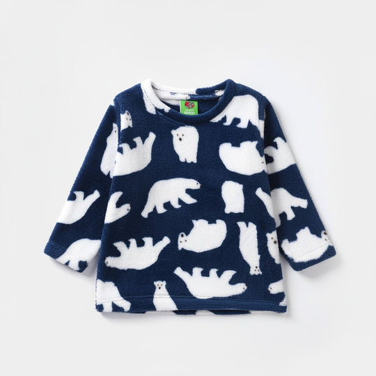 Infant Boys Sherpa 2 Piece Suit Bear-NAVY