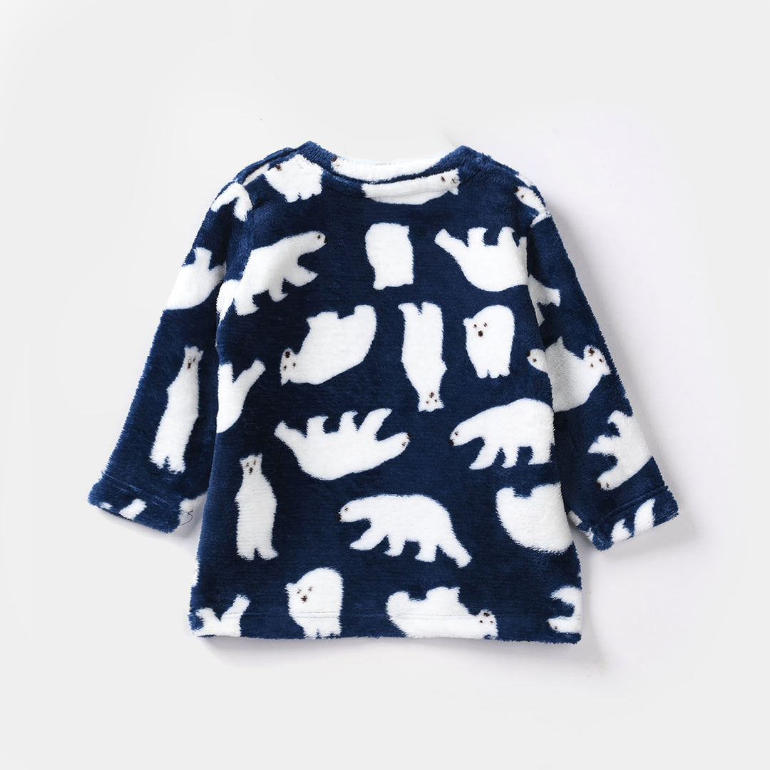 Infant Boys Sherpa 2 Piece Suit Bear-NAVY