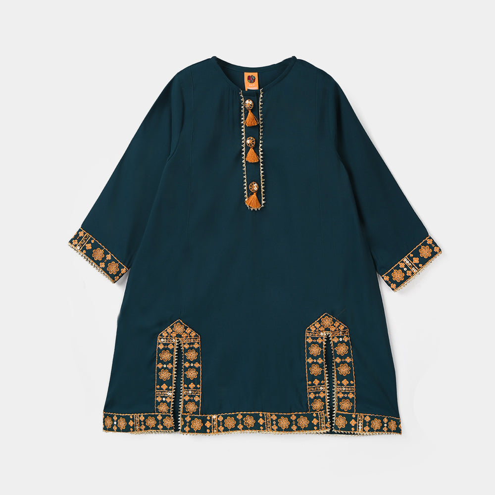 Girls Poly Cambric 3Pcs - Teal Green