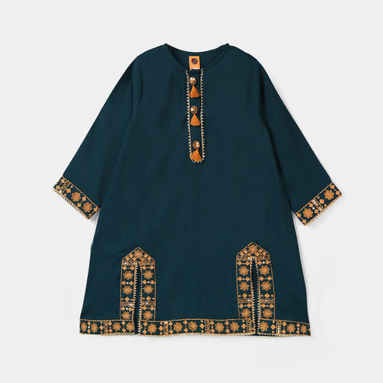 Girls Poly Cambric 3Pcs - Teal Green