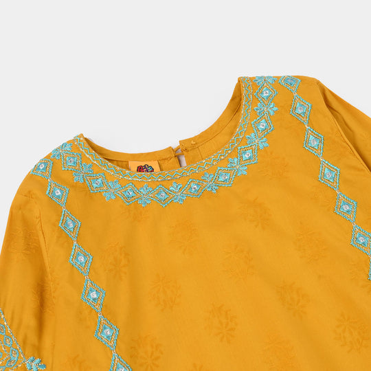 Infant Girls Jacquard 3Pcs (Noor) - Mustard