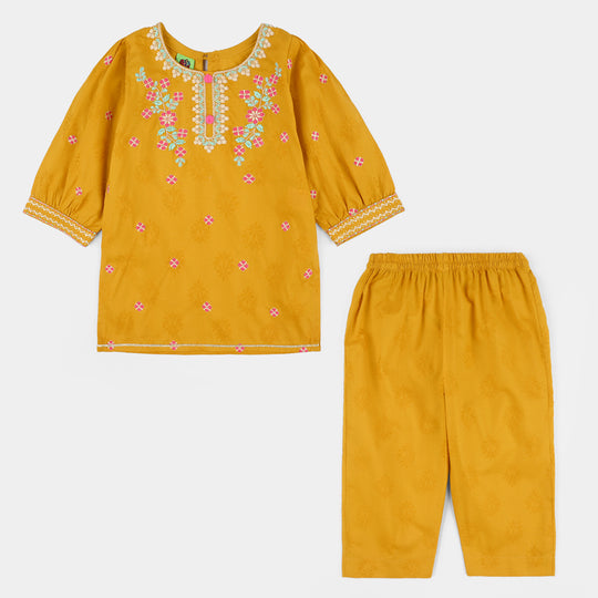 Infant Girls Jacquard 2Pcs Suit (Norani) - Mustard