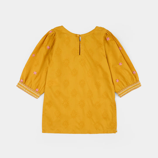 Infant Girls Jacquard 2Pcs Suit (Norani) - Mustard