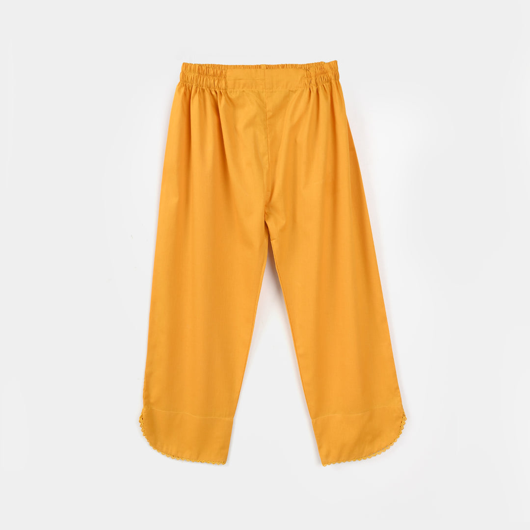 Girls Cotton Poplin Embroidered 2Pcs Yaad - Mustard