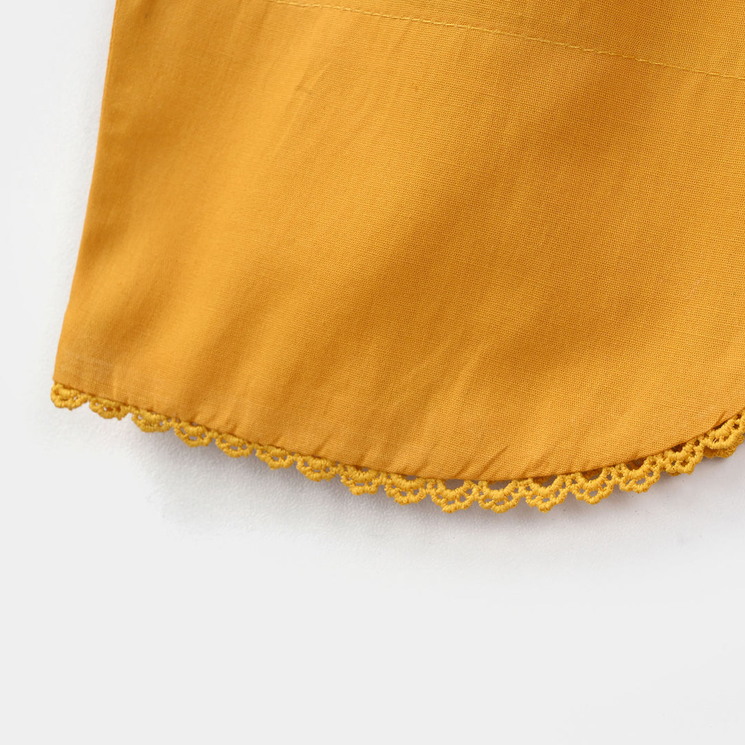 Girls Cotton Poplin Embroidered 2Pcs Yaad - Mustard