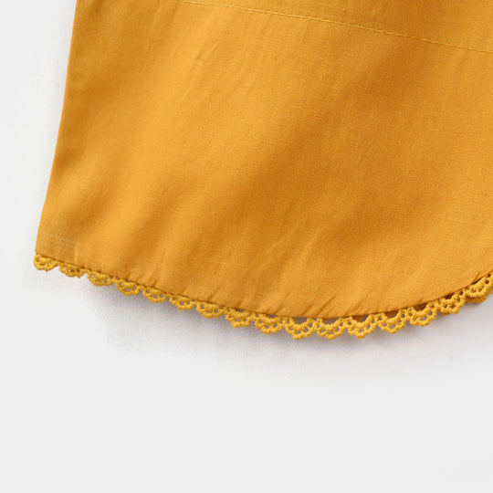 Girls Cotton Poplin Embroidered 2Pcs Yaad - Mustard