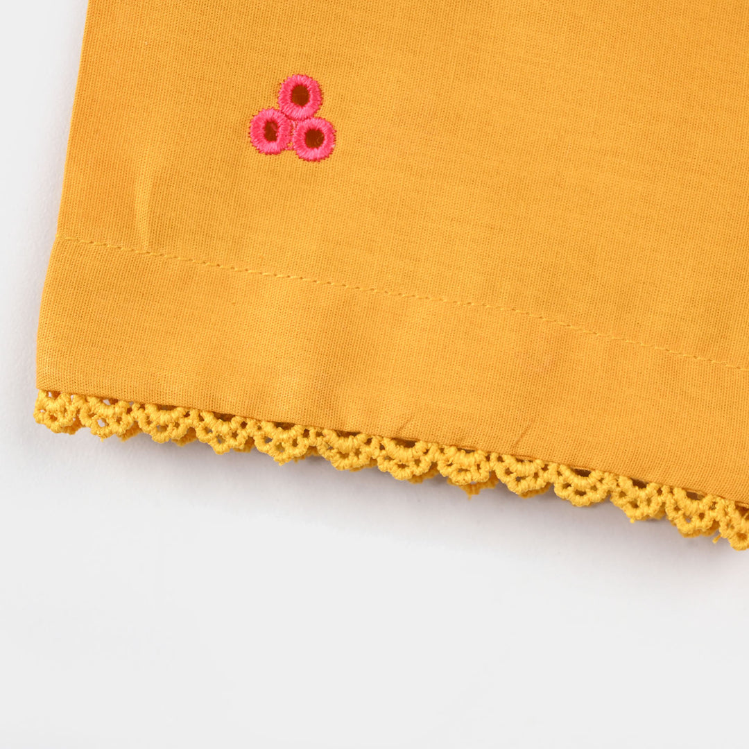Girls Cotton Poplin Embroidered 2Pcs Yaad - Mustard