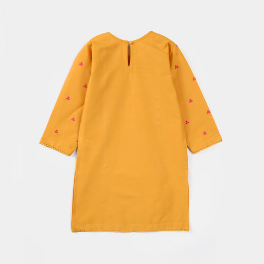Girls Cotton Poplin Embroidered 2Pcs Yaad - Mustard