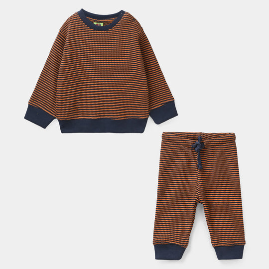 Infant Boys Jacquard Suit (Stripes) - Brown
