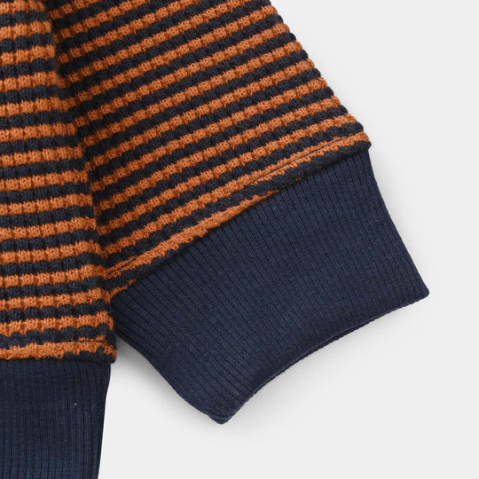 Infant Boys Jacquard Suit (Stripes) - Brown