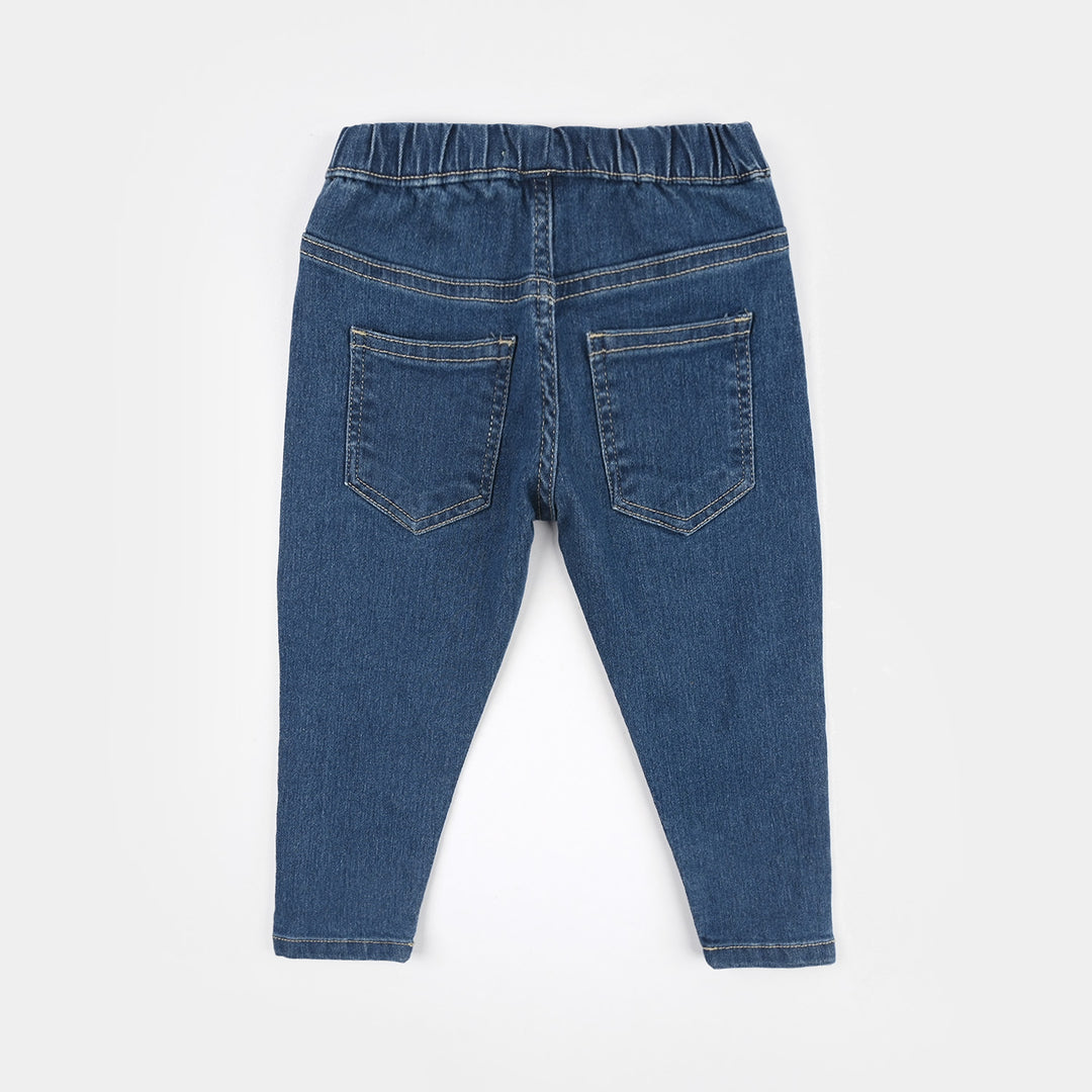 Infant Girls Denim Stretch Jeggings (Basic Petals) - Mid Blue