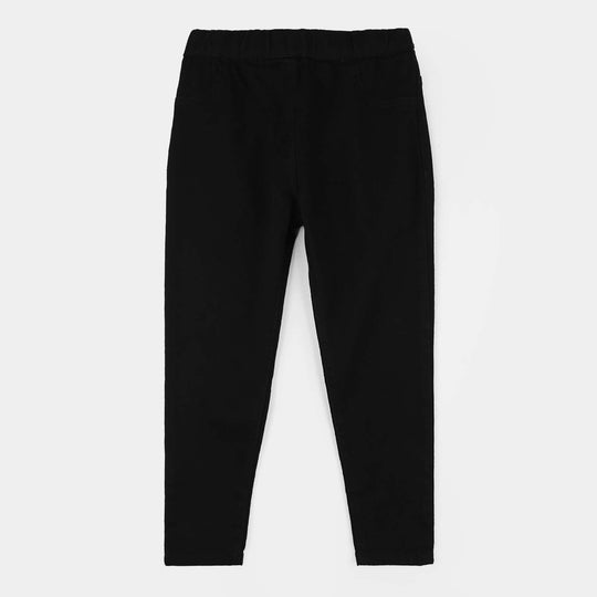 Girls Denim Stretch Jegging - Black