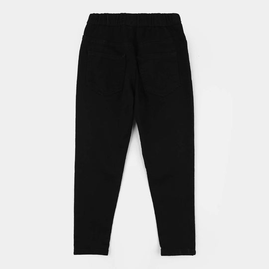 Girls Denim Stretch Jegging - Black