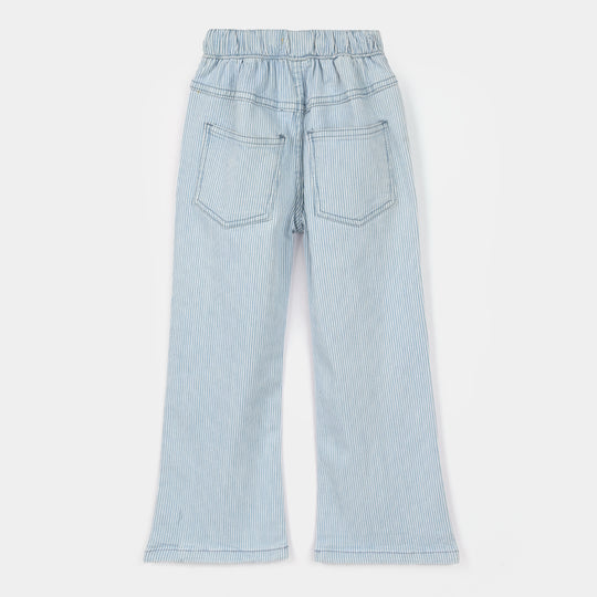 Girls Denim Stretch Jegging (Pintex) - Light Blue