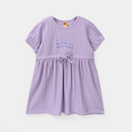 Girls Jacquard Knitted Frock (BE KIND) - Purple