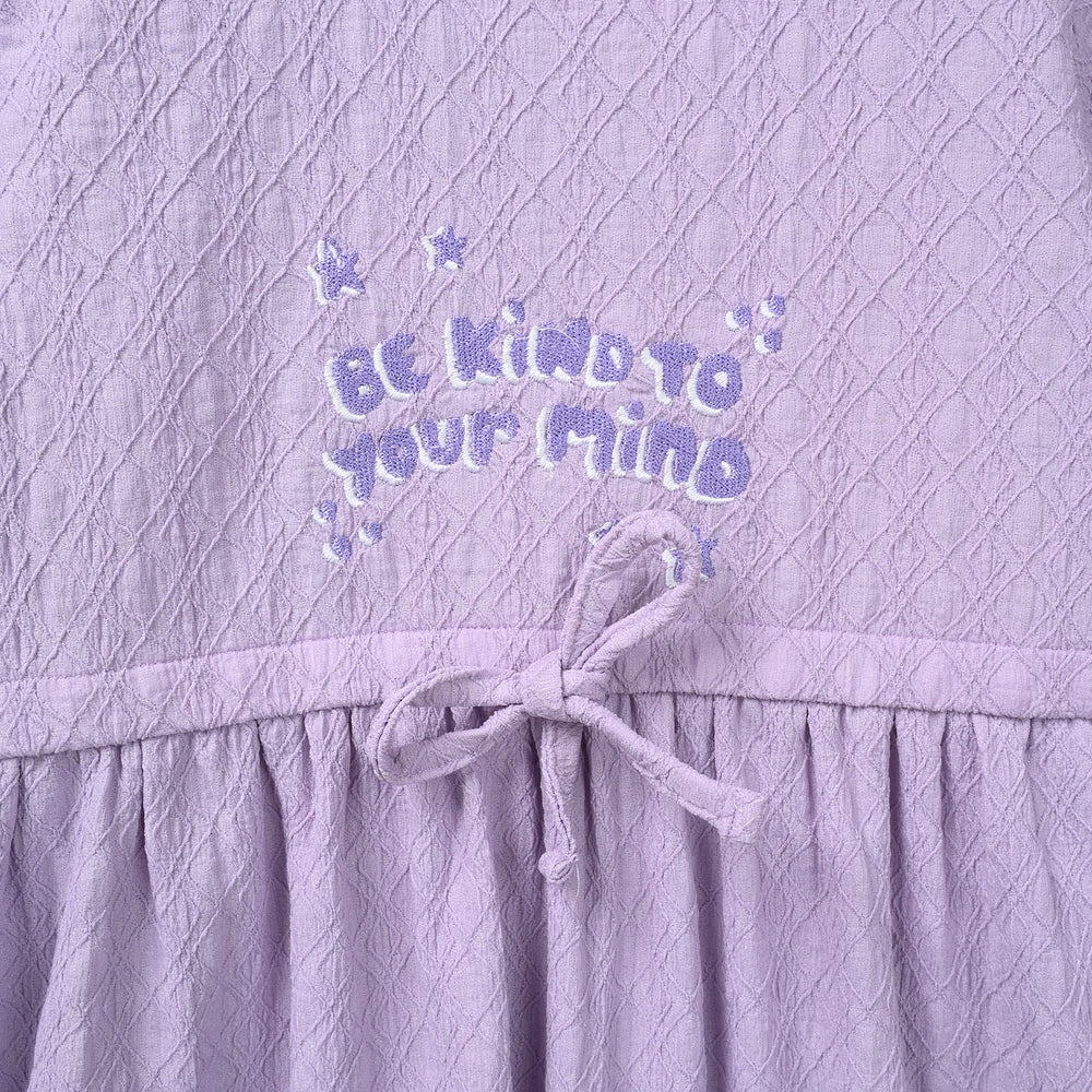 Girls Jacquard Knitted Frock (BE KIND) - Purple