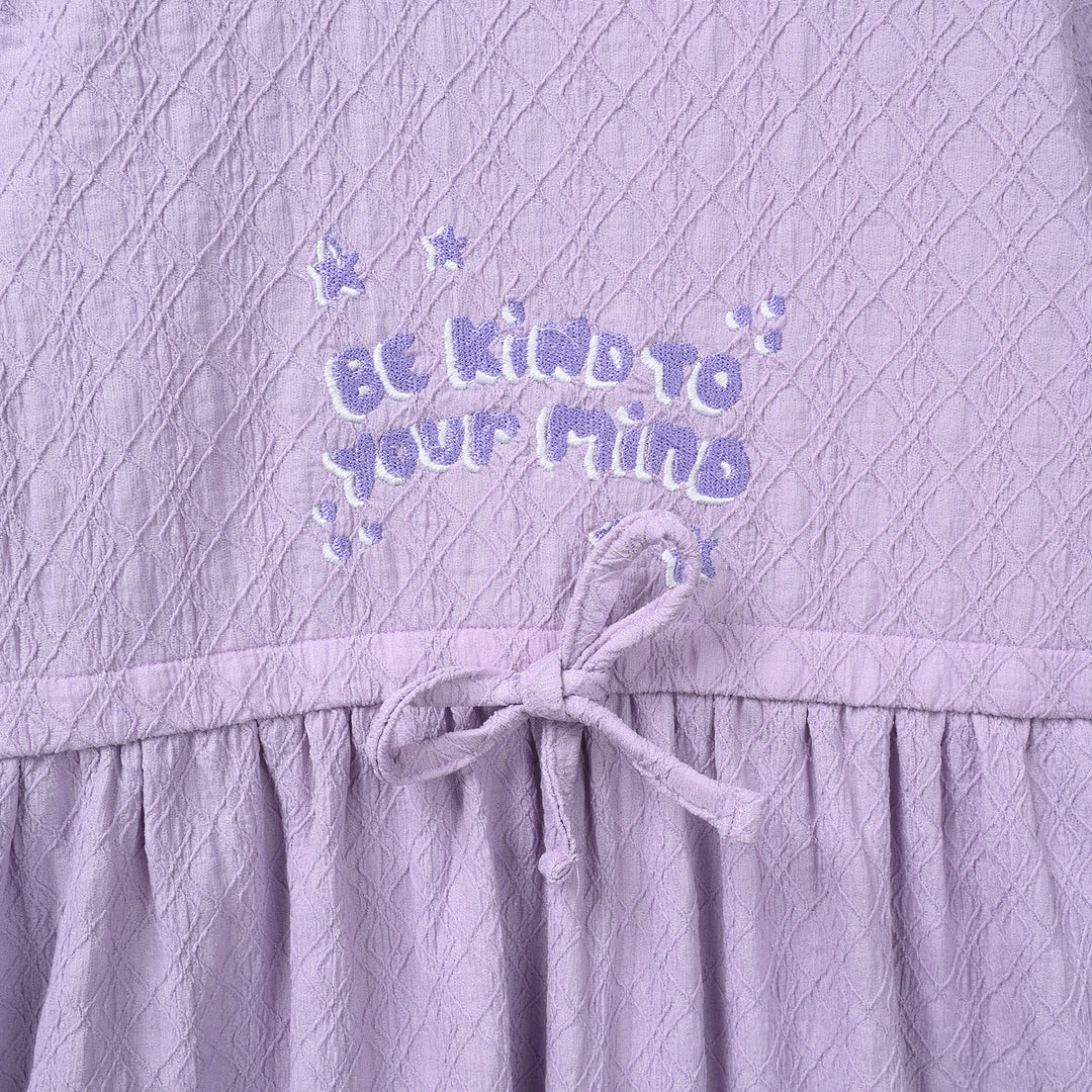 Girls Jacquard Knitted Frock (BE KIND) - Purple