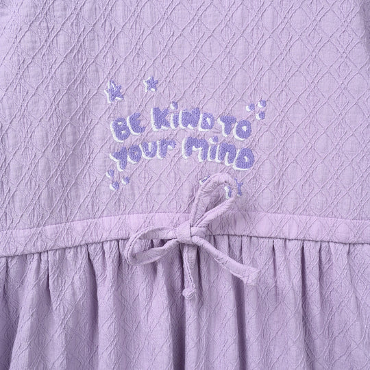 Girls Jacquard Knitted Frock (BE KIND) - Purple