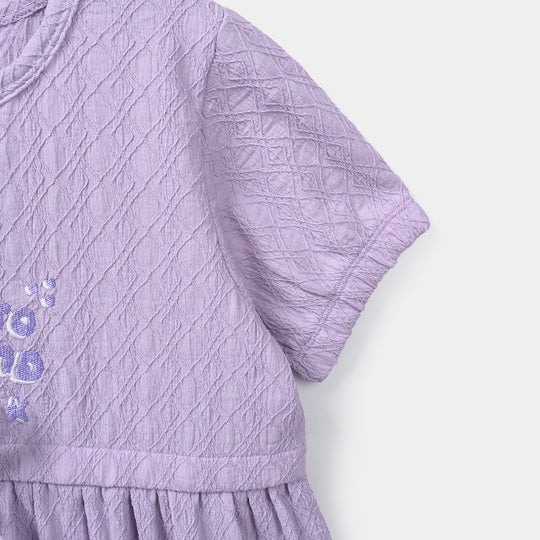 Girls Jacquard Knitted Frock (BE KIND) - Purple